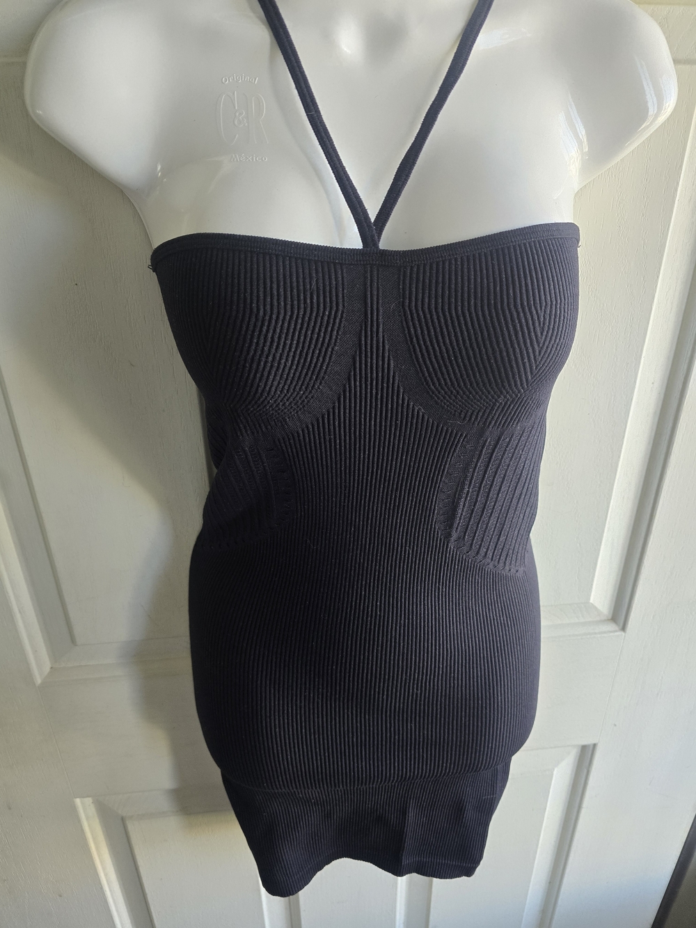 Zara Black Ribbed Halter Mini Dress